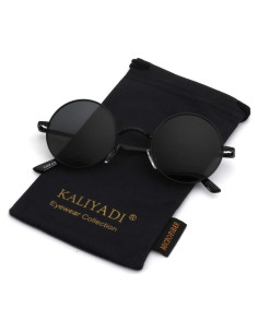 Gafas de sol redondas polarizadas KALIYADI UV400 metal negro