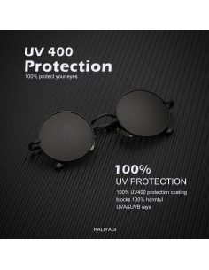 Gafas de sol redondas polarizadas KALIYADI UV400 metal negro 2