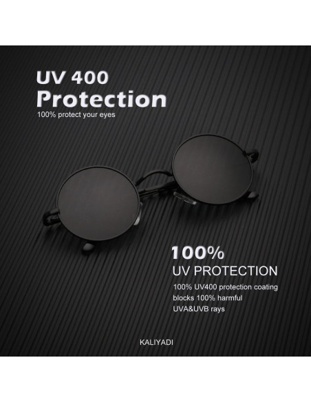 Gafas de sol redondas polarizadas KALIYADI UV400 metal negro