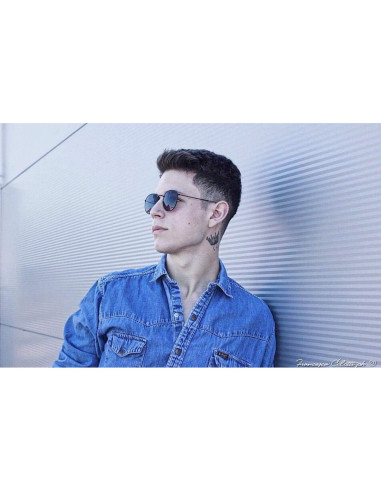 Gafas de sol redondas polarizadas KALIYADI UV400 metal negro