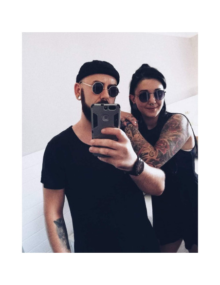 Gafas de sol redondas polarizadas KALIYADI UV400 metal negro