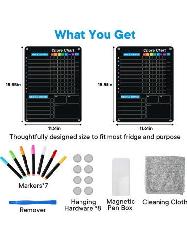 Paquete de 2 Tableros Magnéticos de Acrílico Negro 36.83x26.99cm