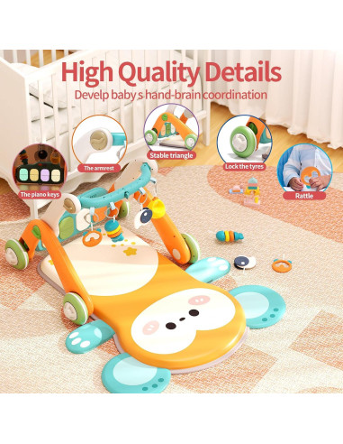 Gimnasio 2 en 1 para Bebés con Andador y Piano Multifuncional