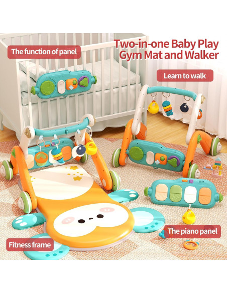 Gimnasio 2 en 1 para Bebés con Andador y Piano Multifuncional Gimnasio 2 en 1 para Bebés con Andador y Piano Multifuncional