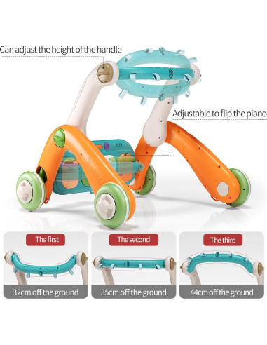 Gimnasio 2 en 1 para Bebés con Andador y Piano Multifuncional