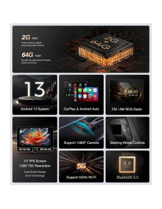 Estéreo Toyota Tacoma 2005-2015 AINAVITO 10" CarPlay Android Auto 2