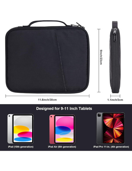 Funda Acolchada para iPad 9-11" MoonV - Negro
