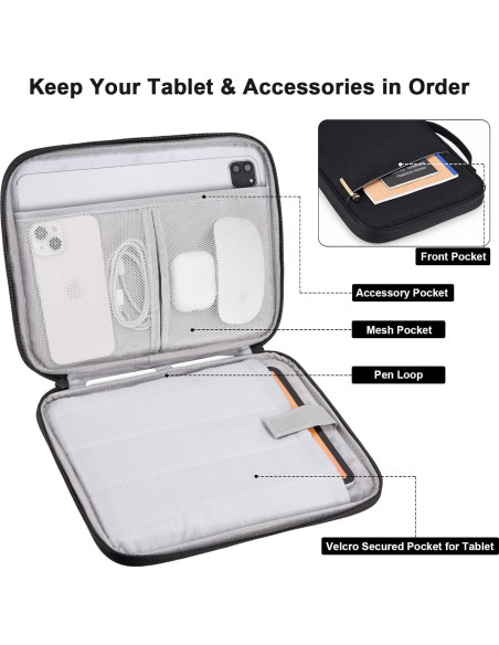 Funda Acolchada para iPad 9-11" MoonV - Negro