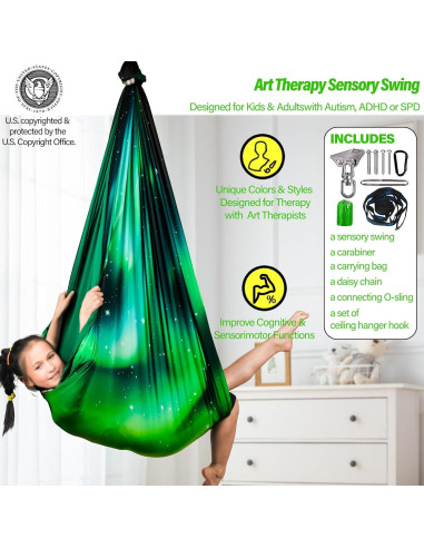 Columpio Sensorial Terapéutico Yatoco Verde Aurora 136kg