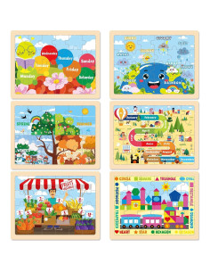 Set de Rompecabezas de Madera EggSun 6 Paquetes Educativos 2