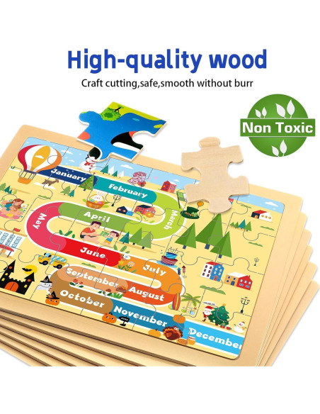 Set de Rompecabezas de Madera EggSun 6 Paquetes Educativos