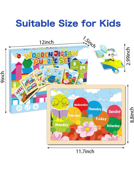 Set de Rompecabezas de Madera EggSun 6 Paquetes Educativos