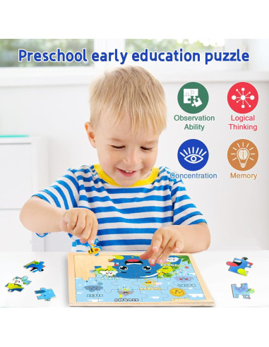 Set de Rompecabezas de Madera EggSun 6 Paquetes Educativos