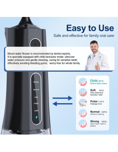 Irrigador Oral Inalámbrico MOCEL 300ML 5 Modos Pantalla LED 2