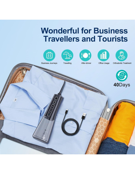 Irrigador Oral Inalámbrico MOCEL 300ML 5 Modos Pantalla LED