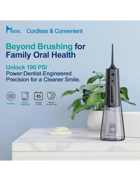 Irrigador Oral Inalámbrico MOCEL 300ML 5 Modos Pantalla LED