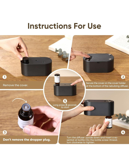 Difusor de Aceite Esencial Sin Agua Nexalithron Negro 20ml