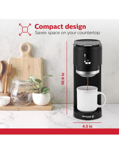 Cafetera de Una Sola Taza Holstein Housewares 2-en-1 420ml