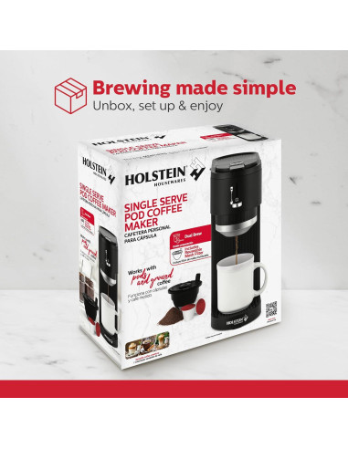 Cafetera de Una Sola Taza Holstein Housewares 2-en-1 420ml