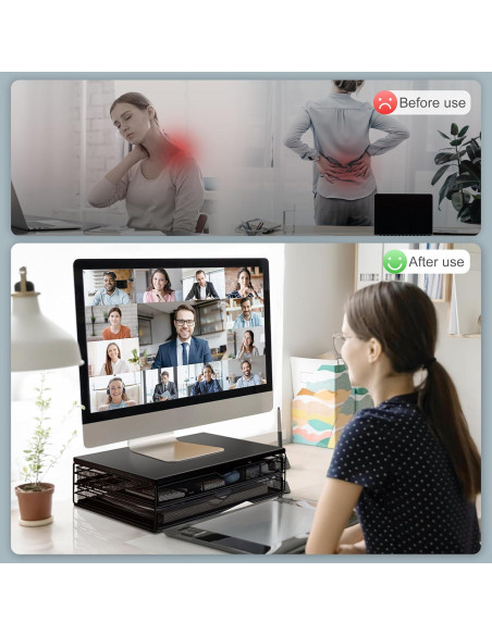 Soporte para Monitor ARCOBIS de Madera y Metal con Cajones