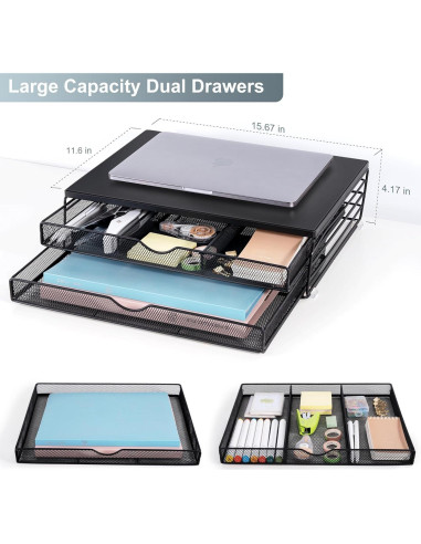 Soporte para Monitor ARCOBIS de Madera y Metal con Cajones