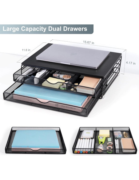 Soporte para Monitor ARCOBIS de Madera y Metal con Cajones