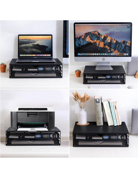 Soporte para Monitor ARCOBIS de Madera y Metal con Cajones