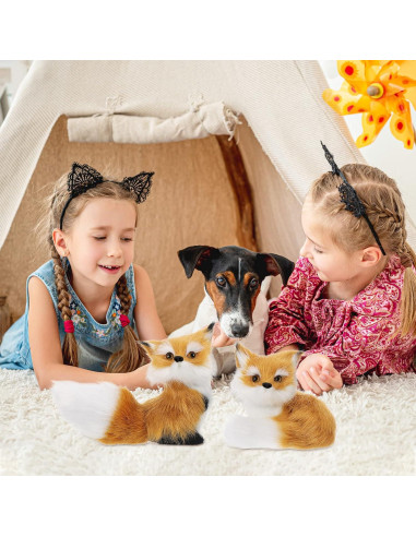 Adornos de Zorro de Peluche Sosation - 2 Piezas Marrón