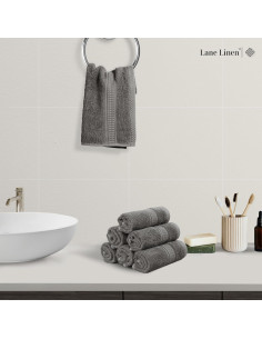 Juego de 12 Toallitas LANE LINEN 100% Algodón 33x33cm Gris 2