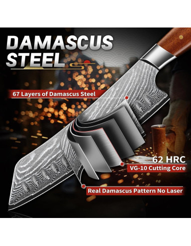 Cuchillo de Chef Japonés TIJERAS 17.78 cm Acero Damasco