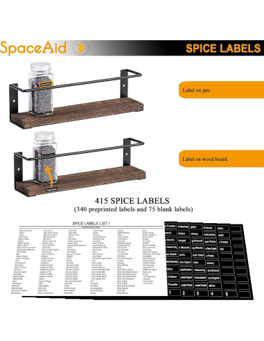 Organizador de Especias SpaceAid 4 Estantes Montaje en Pared
