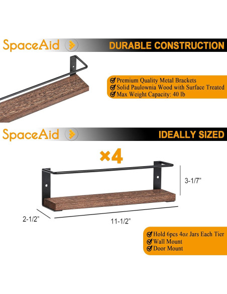 Organizador de Especias SpaceAid 4 Estantes Montaje en Pared