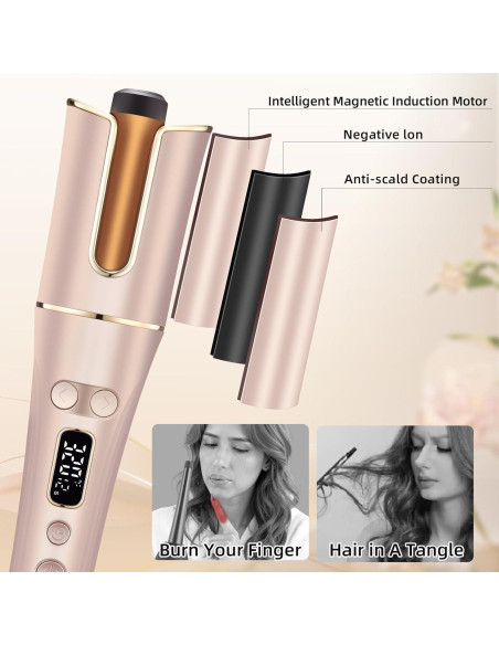 Rizador Automático EIHOO 1" (2.54 cm) Rosa Claro 4 Temperaturas