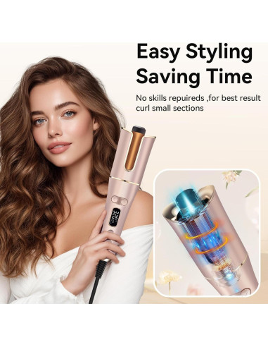 Rizador Automático EIHOO 1" (2.54 cm) Rosa Claro 4 Temperaturas