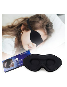 Máscara de Sueño 3D BAOOOHEE Negra, Bloqueo de Luz, Ajustable
