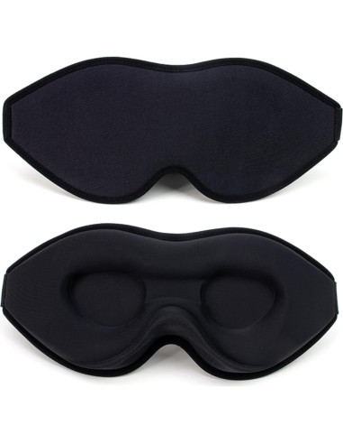 Máscara de Sueño 3D BAOOOHEE Negra, Bloqueo de Luz, Ajustable