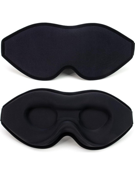 Máscara de Sueño 3D BAOOOHEE Negra, Bloqueo de Luz, Ajustable