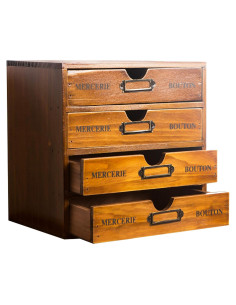 Gabinete de Botiquín Apilable Primo Supply 4 Cajones Madera Vintage