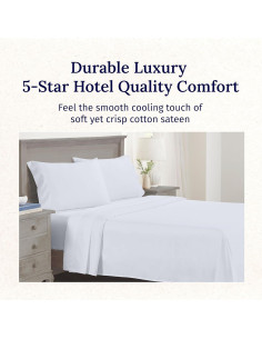 Conjunto de Sábanas Twin California Design Den 600 Hilos Algodón Satén Blanco 2