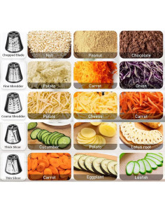 Cortador de Verduras Eléctrico ZJchao 250W 5 en 1 con 5 Cuchillas 2