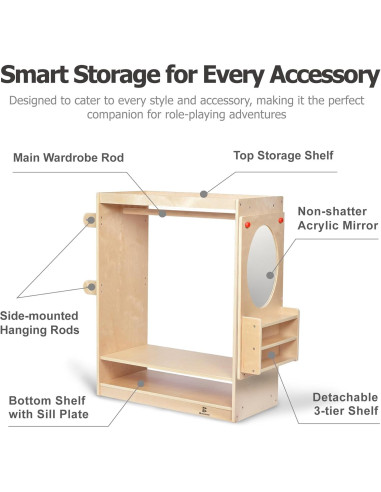 Centro de Vestir Infantil Bolocon con Espejo y Organizador