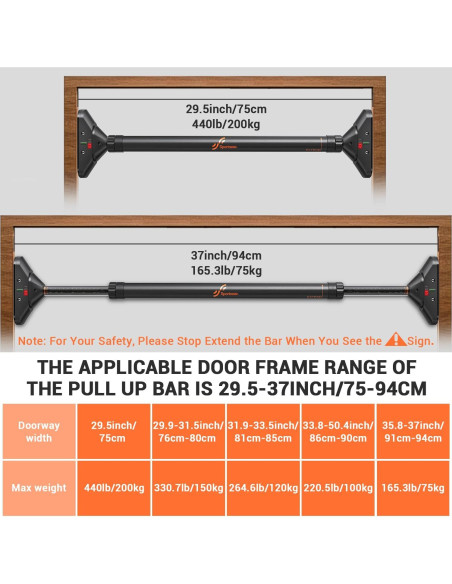 Barra de Dominadas Sportneer Ajustable 75-94 cm 200 kg