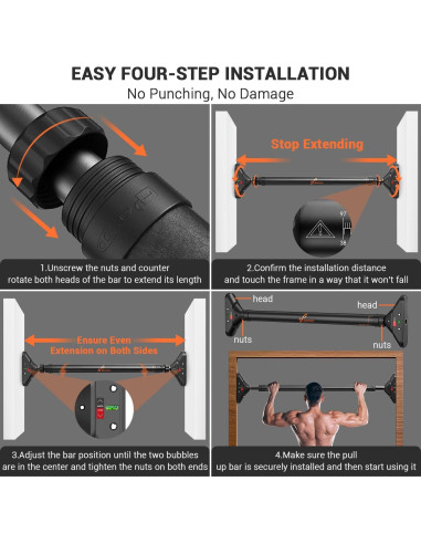 Barra de Dominadas Sportneer Ajustable 75-94 cm 200 kg