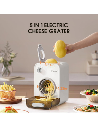 Rallador Eléctrico TER 5 en 1 con 5 Cuchillas Inoxidable