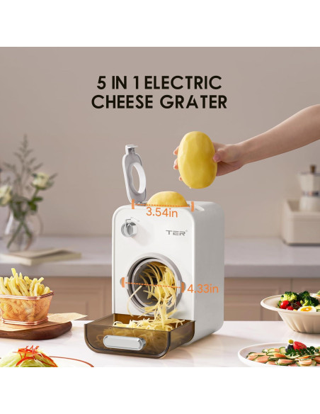Rallador Eléctrico TER 5 en 1 con 5 Cuchillas Inoxidable