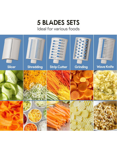 Rallador Eléctrico TER 5 en 1 con 5 Cuchillas Inoxidable