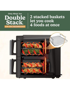 Freidora de Aire Ninja SL201 DoubleStack 8 QT 6 en 1 Negra 2