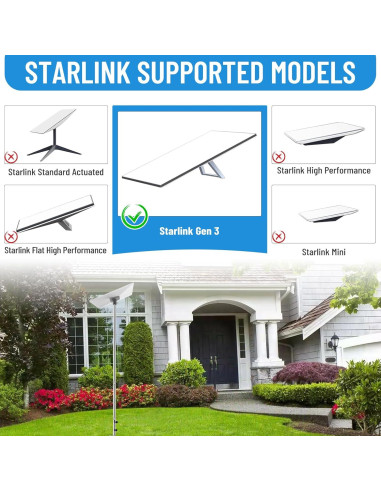 Kit de Montaje en Poste Starlink Gen 3 - Acero Inoxidable 3.05m