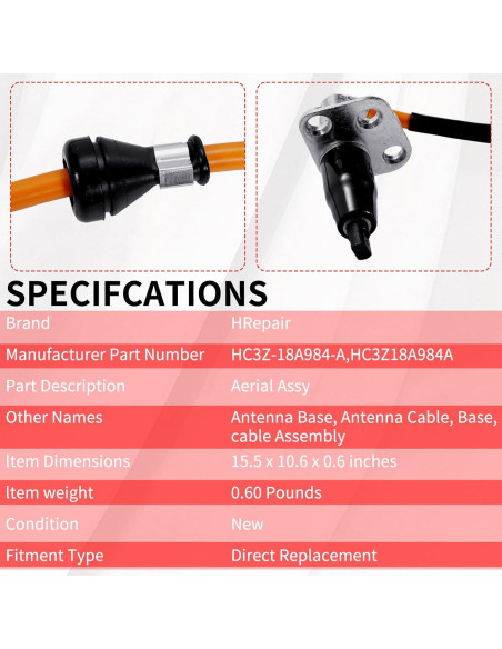 Soporte de Base de Antena de Radio HRepair para Ford F250/F350 2017-2024