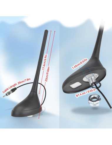 Antena de Radio Universal Eightwood para Automóvil FM AM 7dBi